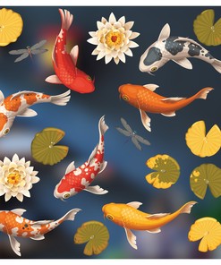 Koi Carp Fish Window Stickers - Goldfish Shower Screen Decals and Bathroom Decorative Accessories.
