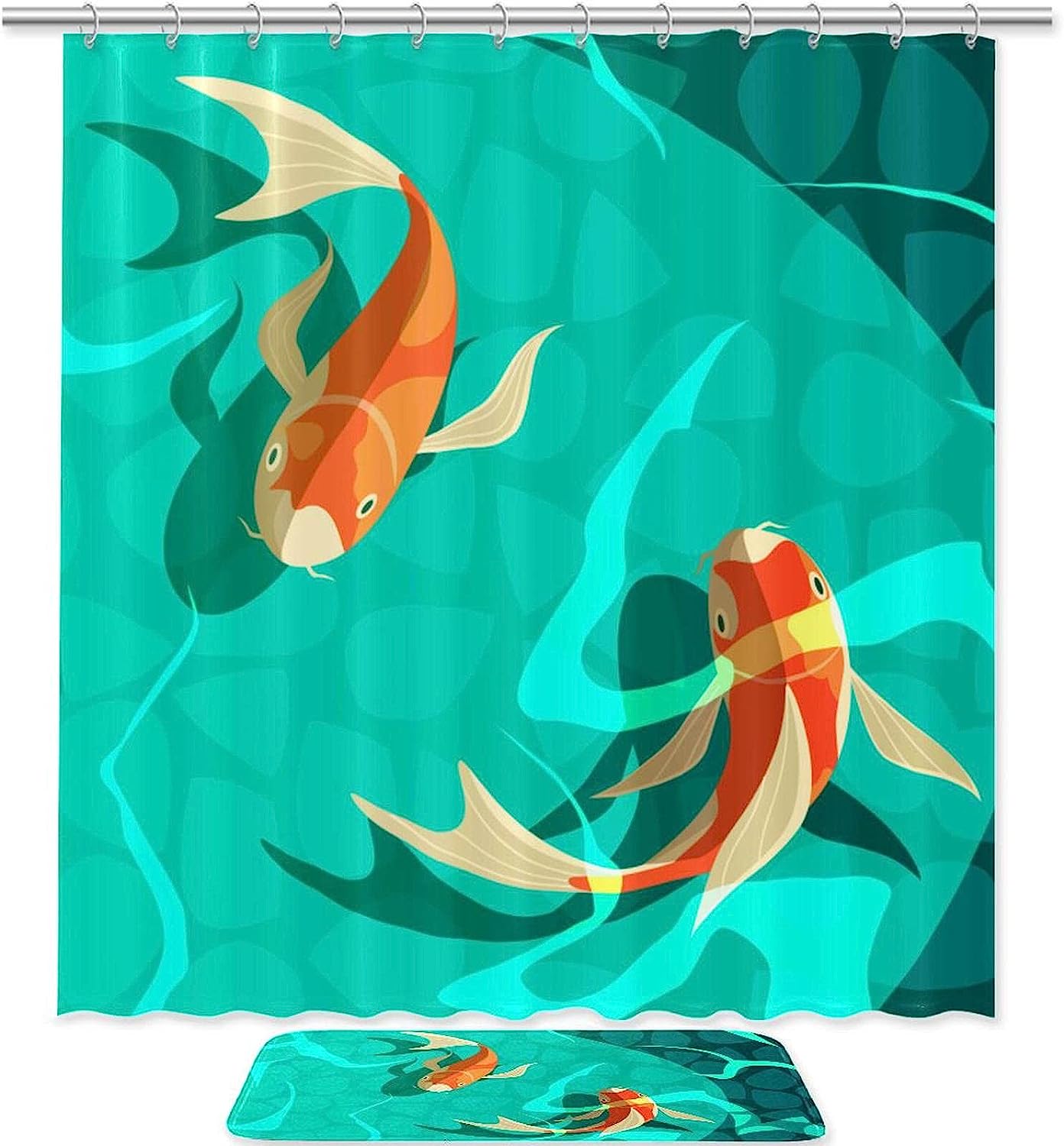 Koi Carp Retro Fishes Vintage Bathroom Shower Curtains