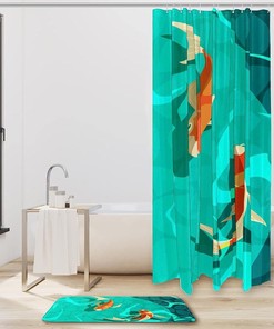 Koi Carp Retro Fishes Vintage Bathroom Shower Curtains