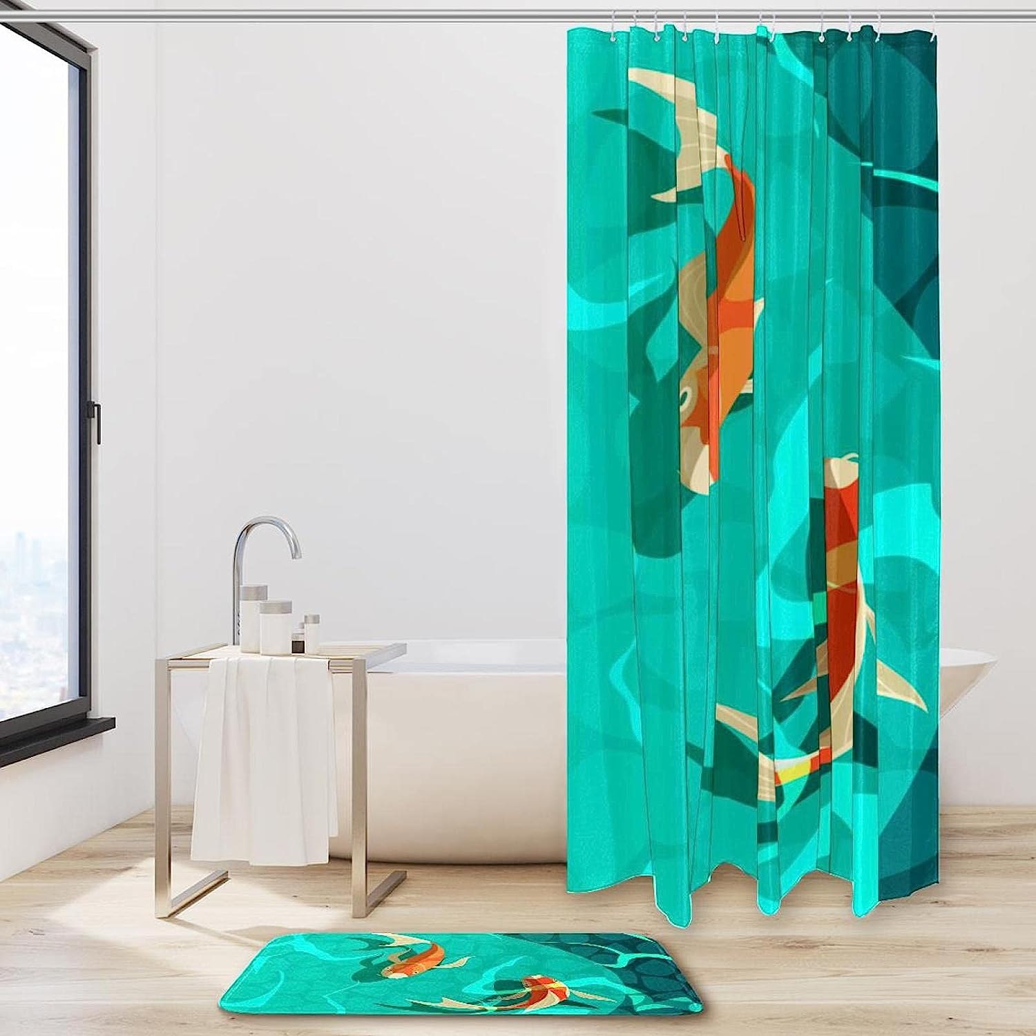 Koi Carp Retro Fishes Vintage Bathroom Shower Curtains