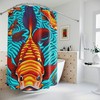 Koi Fish Art Print Shower Curtain with 8-Bit AI Design 