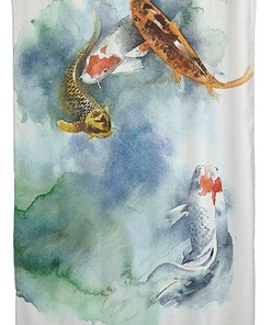 Koi Fish Carp Beautiful Watercolor Japan Painting Mearklwd Fabric Waterproof Shower Curtain for Your Bathroom