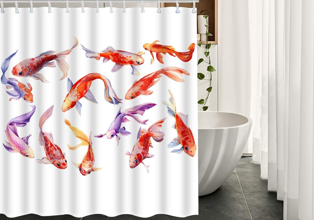 Koi Fish Collection Print Shower Curtain for Home Decor