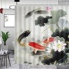 Koi Fish Lotus Flower Shower Curtain - Japanese Bath Curtains Fabric Curtain Decor