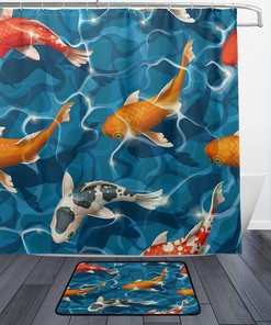 Koi Fish Watercolor Print Shower Curtain for a relaxing and waterproof bathroom experience
