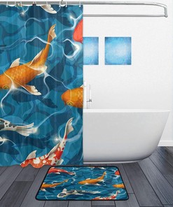 Koi Fish Watercolor Print Shower Curtain for a relaxing and waterproof bathroom experience