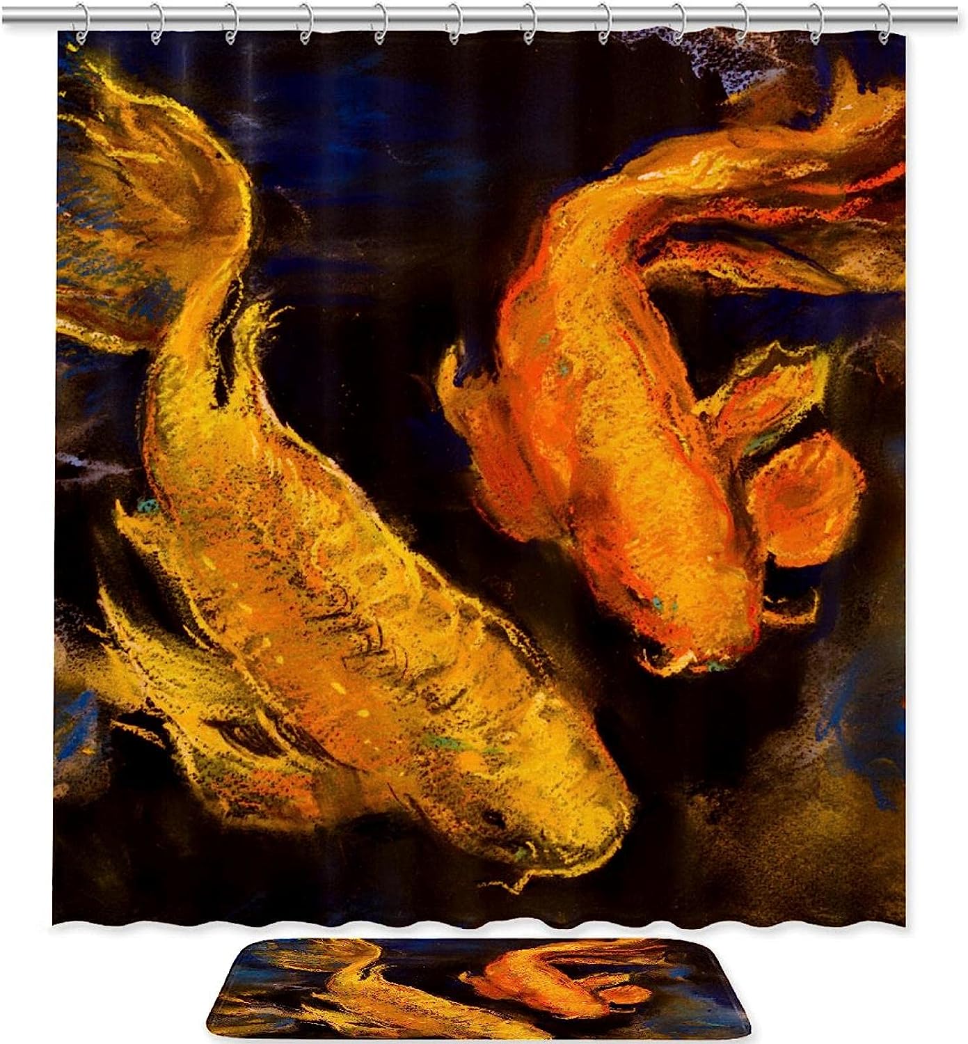 Koi Fish Waterproof Shower Curtain For Beautiful Bathroom Decor