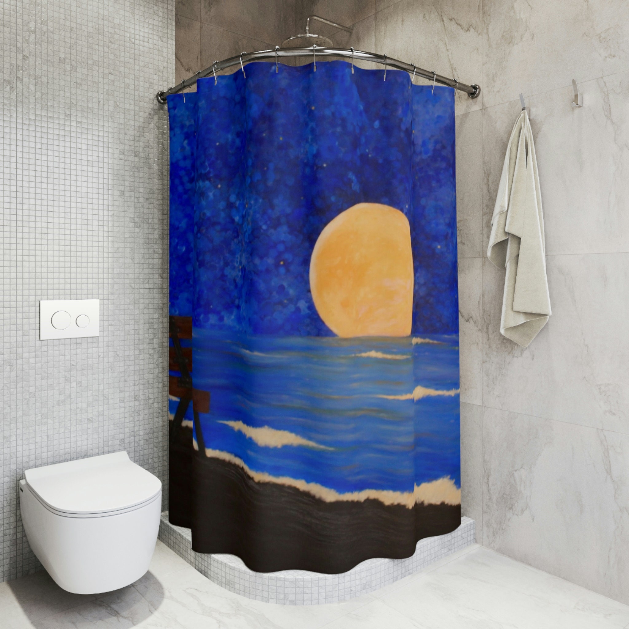 Koi Pond Shower Curtain- Original Artwork By Walid Khalaf - Image 4