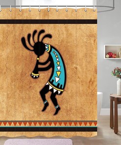 Kokopelli Southwestern Style Native American Indian Ancient Ethnic Shower Curtain