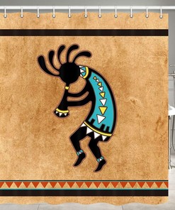 Kokopelli Southwestern Style Native American Indian Ancient Ethnic Shower Curtain