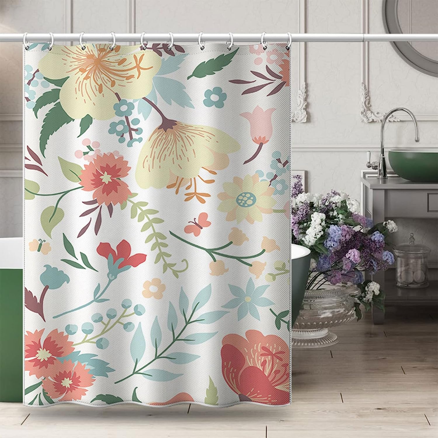 Korean-style Aesthetic Garden Living Room Fabric Shower Curtain
