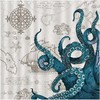 Kraken Octopus Shower Curtain - Nautical Pirate Sailboat Map Funny Blue Beach Theme