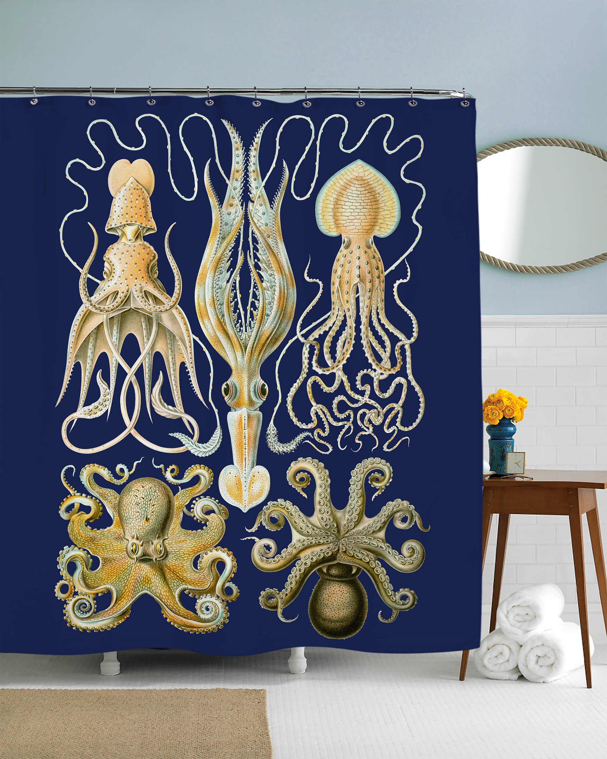 Kraken Octopus Shower Curtain Underwater Ocean Artistic Bathroom Decor Gifts