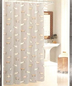 Kris Ruff Dogwood Street Dogs Play Gray Shower Curtain and Liner Set for Adorable Bathroom Decor