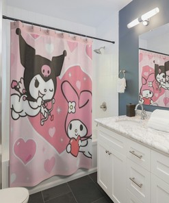 Kuromi and My Melody Kids Bathroom Shower Curtain for a Playful and Cute Bathroom