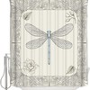 LDCHNH Hand Drawing Dragonfly Beige Shower Curtain - Bathroom Decor Farmhouse Fabric Shower Curtain