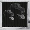 Labrador Dog Print Shower Curtain - Black Bathroom Curtain With Cute Pet Design