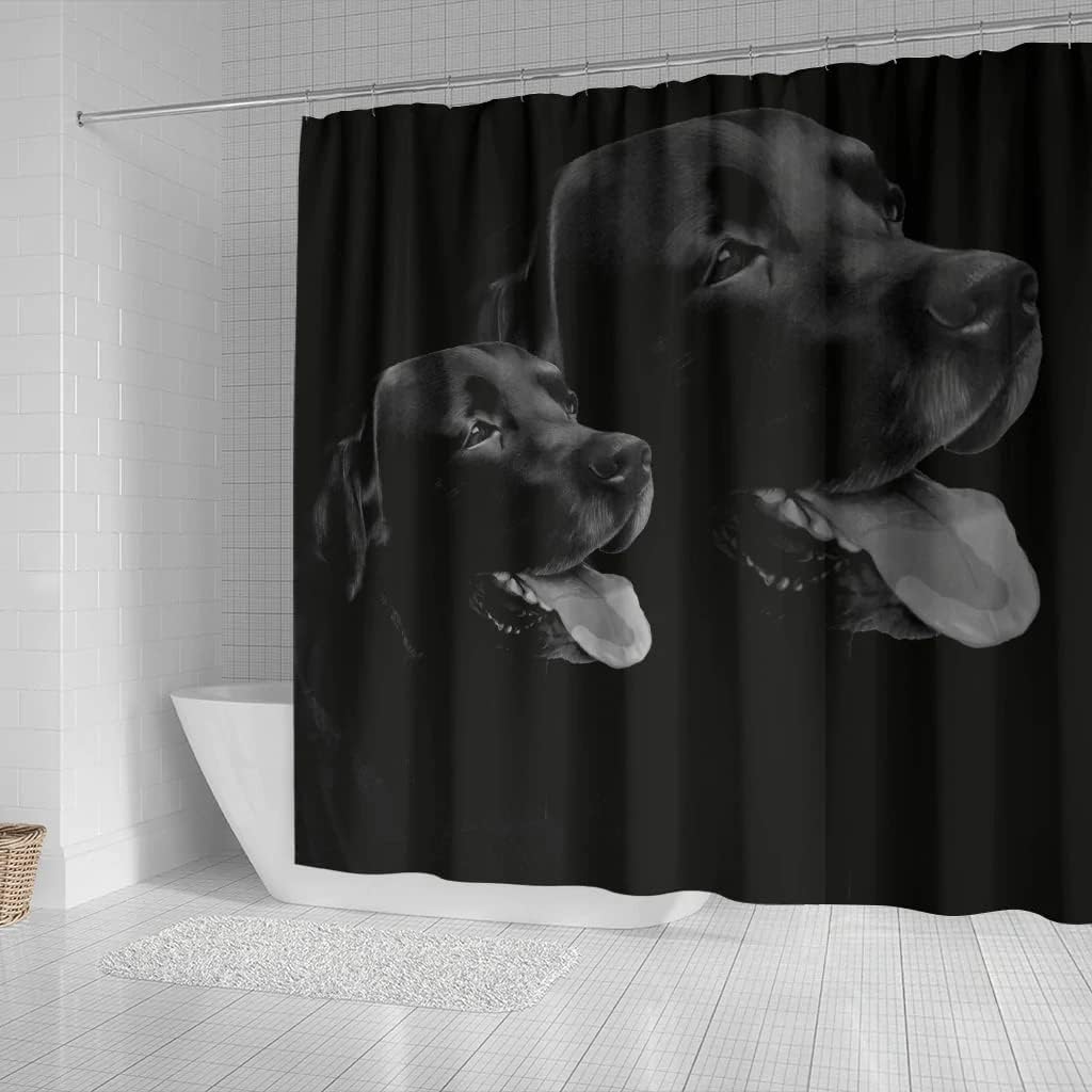 Labrador Dog Print Shower Curtain - Black Bathroom Curtain With Cute Pet Design - Image 2