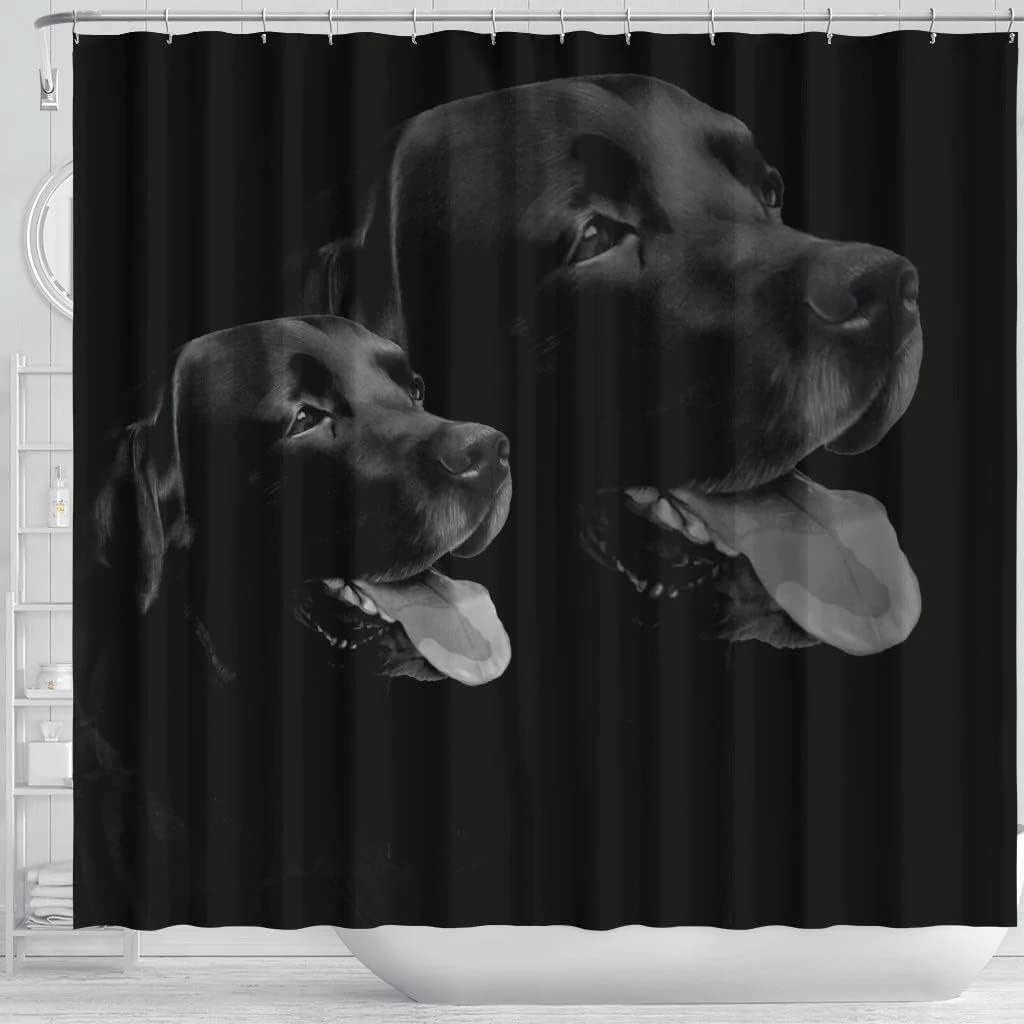 Labrador Dog Print Shower Curtain - Black Bathroom Curtain With Cute Pet Design - Image 3
