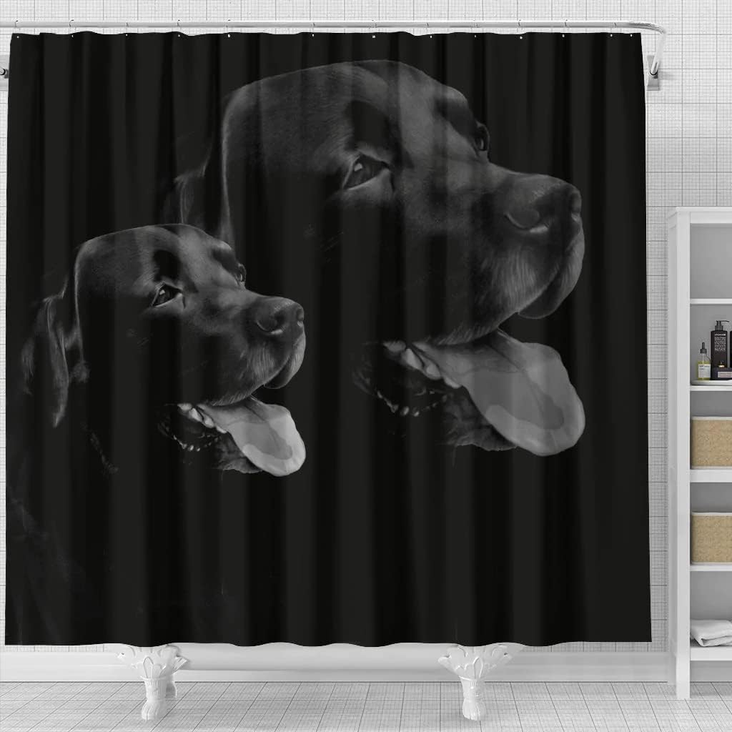 Labrador Dog Print Shower Curtain - Black Bathroom Curtain With Cute Pet Design - Image 4