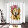 Labrador Dog With Flower Print Shower Curtain - Fun And Flowery Shower Curtain For Dog Lovers