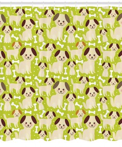 Labrador Pattern Vintage Bathroom Shower Curtain for Dog Lovers