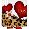 Lace Leopard Love Heart Printed Bathroom Tub Set With Waterproof Fabric Shower Curtain
