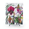 Lady Slipper Orchid Print Colorful Shower Curtain Fabric For A Springtime Bathroom Theme