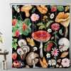 Ladybug Flower Strawberry Mushroom Red Shower Curtain Set for a Quirky Bathroom