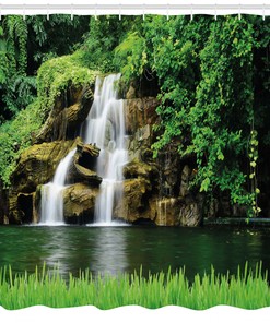 Lake Garden Waterfall Print Shower Curtain for a Relaxing and Inviting Bathroom Atmosphere