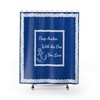 Lake House Decor Shower Curtain With Royal Blue Anchor Design