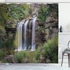 Landscape Photo Of Waterfall Forest Jungle Corleone Sicily Rocks Trees Grass Nature Shower Curtain