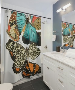 Large Butterfly Design Shower Curtain for Nature-Themed Bathrooms