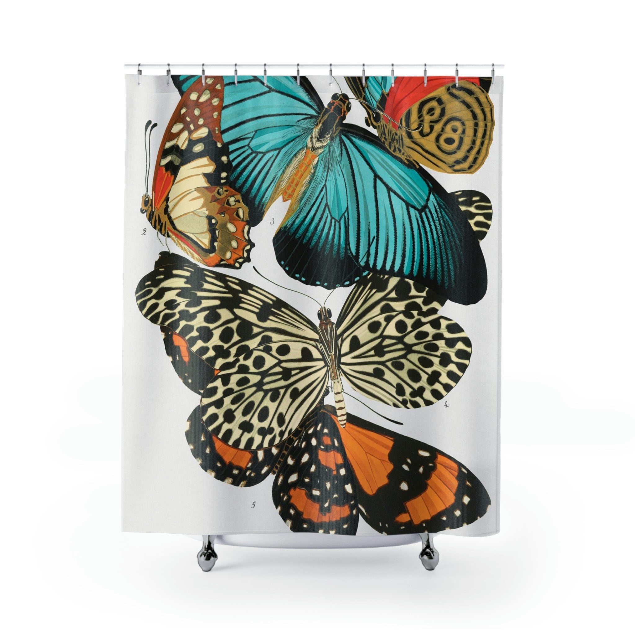 Large Butterfly Design Shower Curtain for Nature-Themed Bathrooms