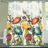 Large Floral Print Tahari Shower Curtain in Blue, Pink, Yellow and Orange for Bathroom Decor