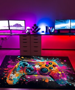 Large Game Rug - Custom Gaming Rug for Boys Room - Personalized Area Rugs for Living Room or Bedroom - Non Slip Bathroom Rugs Washable M38