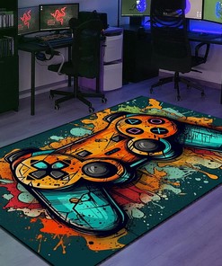 Large Game Rug - Custom Gaming Rug for Boys Room - Personalized Game Room Rug Ideas M32