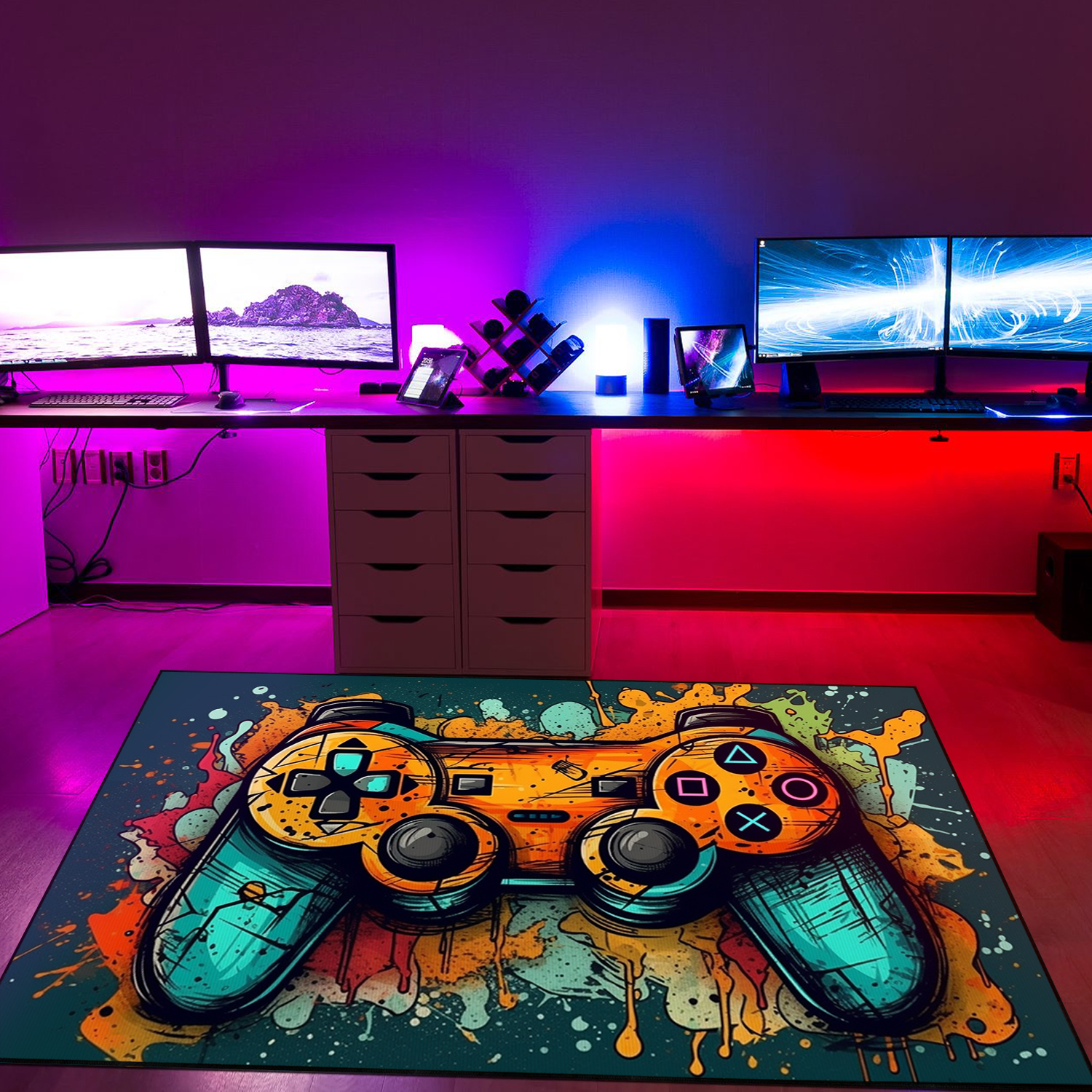 Large Game Rug - Custom Gaming Rug for Boys Room - Personalized Game Room Rug Ideas M32 - Image 2