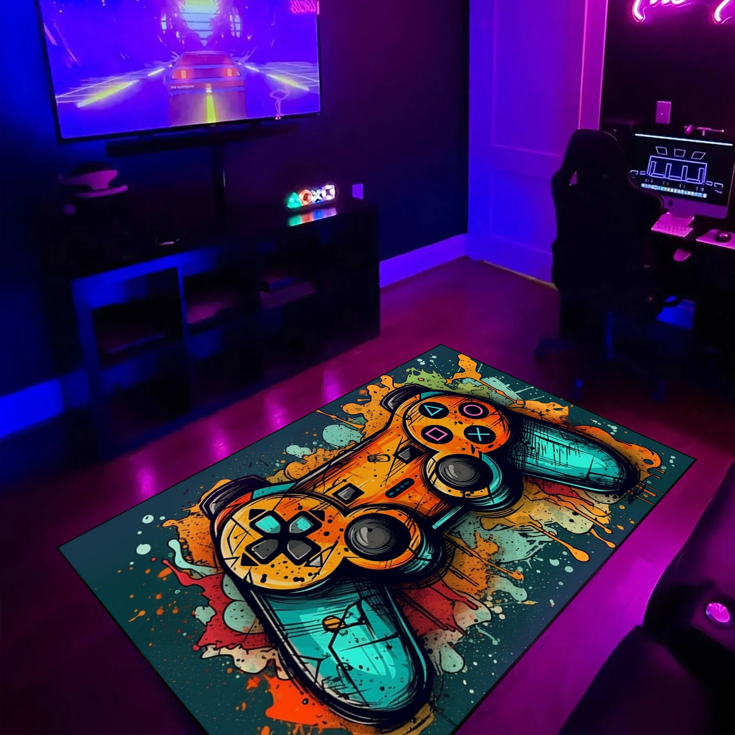 Large Game Rug - Custom Gaming Rug for Boys Room - Personalized Game Room Rug Ideas M32 - Image 3