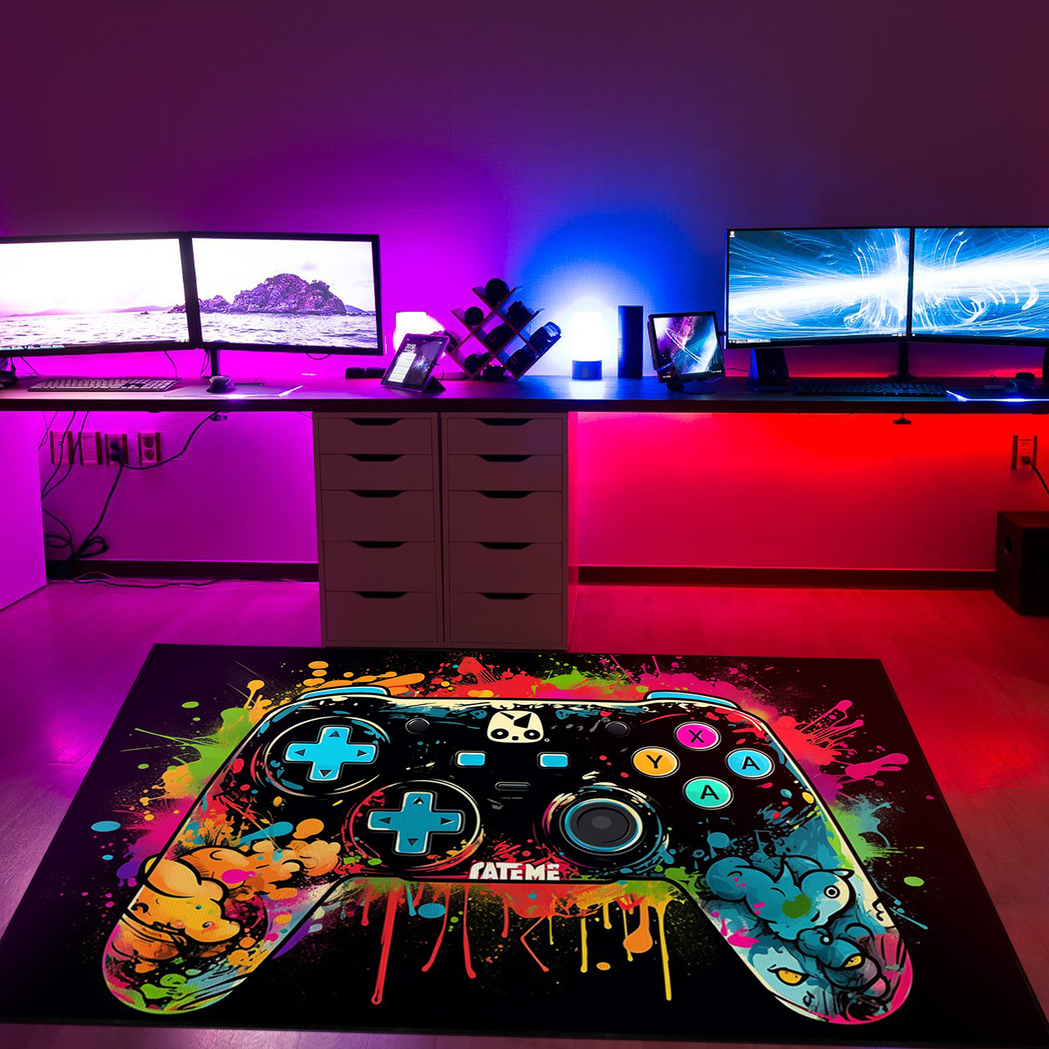 Large Game Rug - Personalized Gaming Rug for Boys' Room - Vintage Style Rug Decor Home M23