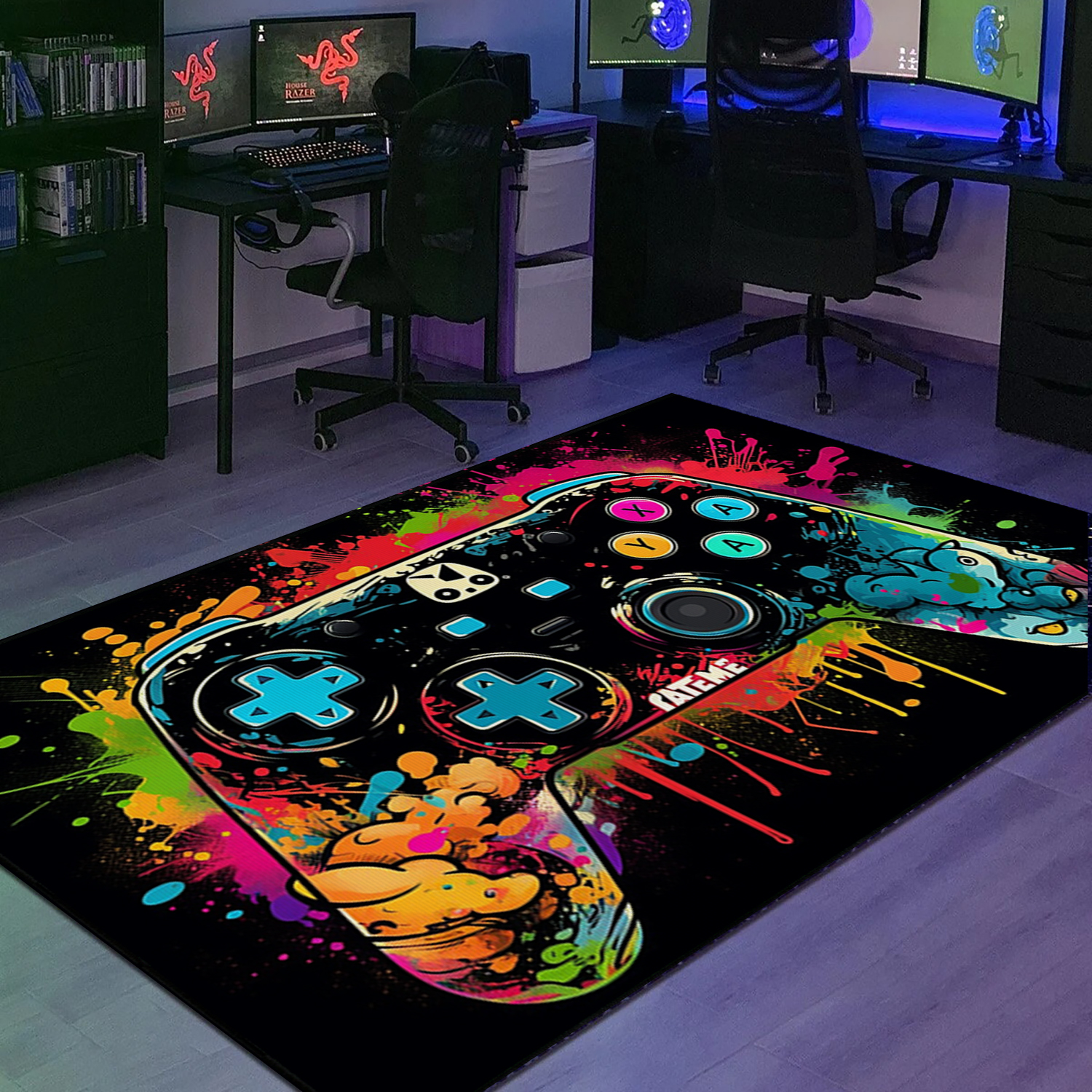 Large Game Rug - Personalized Gaming Rug for Boys' Room - Vintage Style Rug Decor Home M23 - Image 2