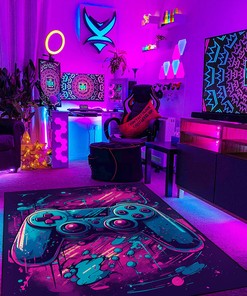 Large Gaming Room Rugs for Boys' Bedroom, Full Size Game Controller Design