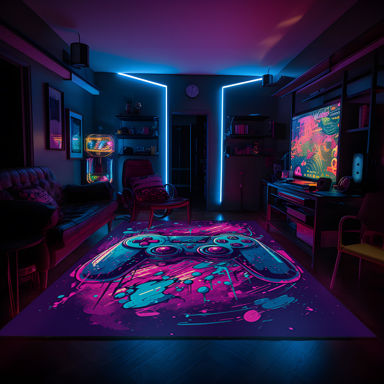 Large Gaming Room Rugs for Boys' Bedroom, Full Size Game Controller Design - Image 2