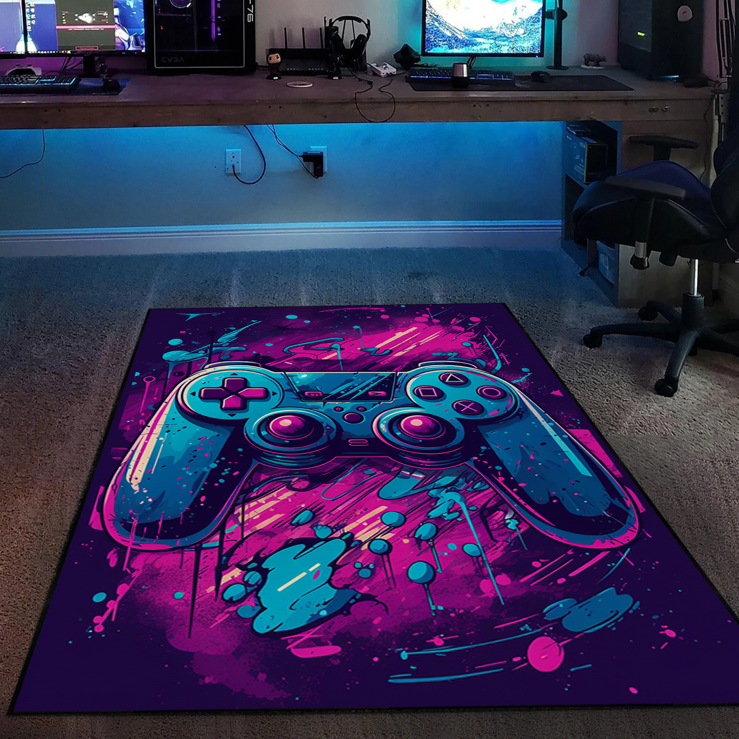 Large Gaming Room Rugs for Boys' Bedroom, Full Size Game Controller Design - Image 3