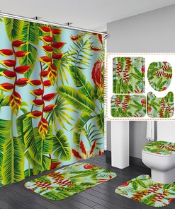 Large Palm Frond Shower Curtain - Plantain Leaf Bathroom Accessory
