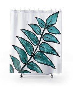 Large Palm Leaf Shower Curtain for a Tropical Bathroom Decor