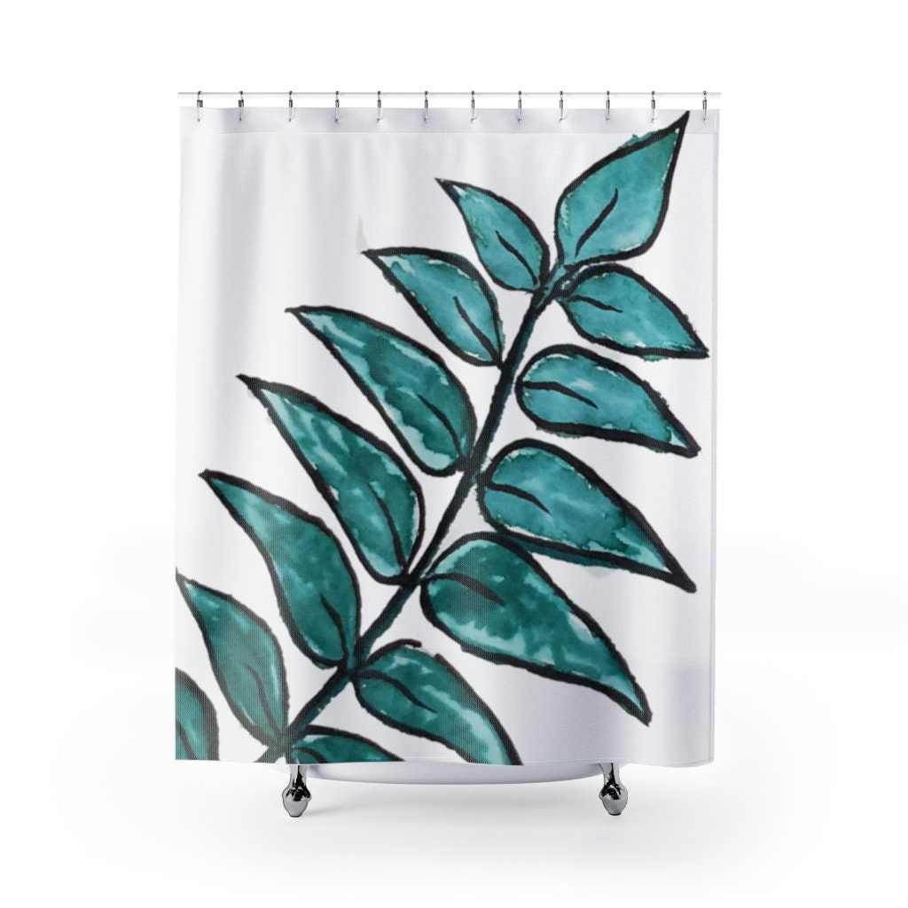 Large Palm Leaf Shower Curtain for a Tropical Bathroom Decor