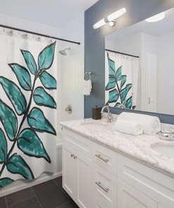 Large Palm Leaf Shower Curtain for a Tropical Bathroom Decor
