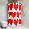 Large Red Heart Shower Curtain - Bold Romantic Bathroom Decor 