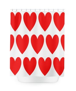 Large Red Heart Shower Curtain - Bold Romantic Bathroom Decor